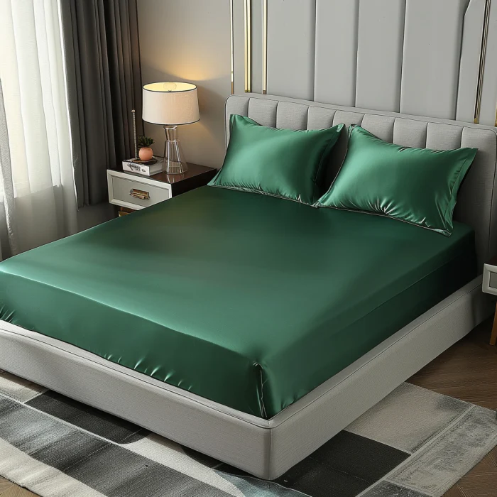 Silky Elastic Fitted Sheets with 2 Pillow Covers - Image 46