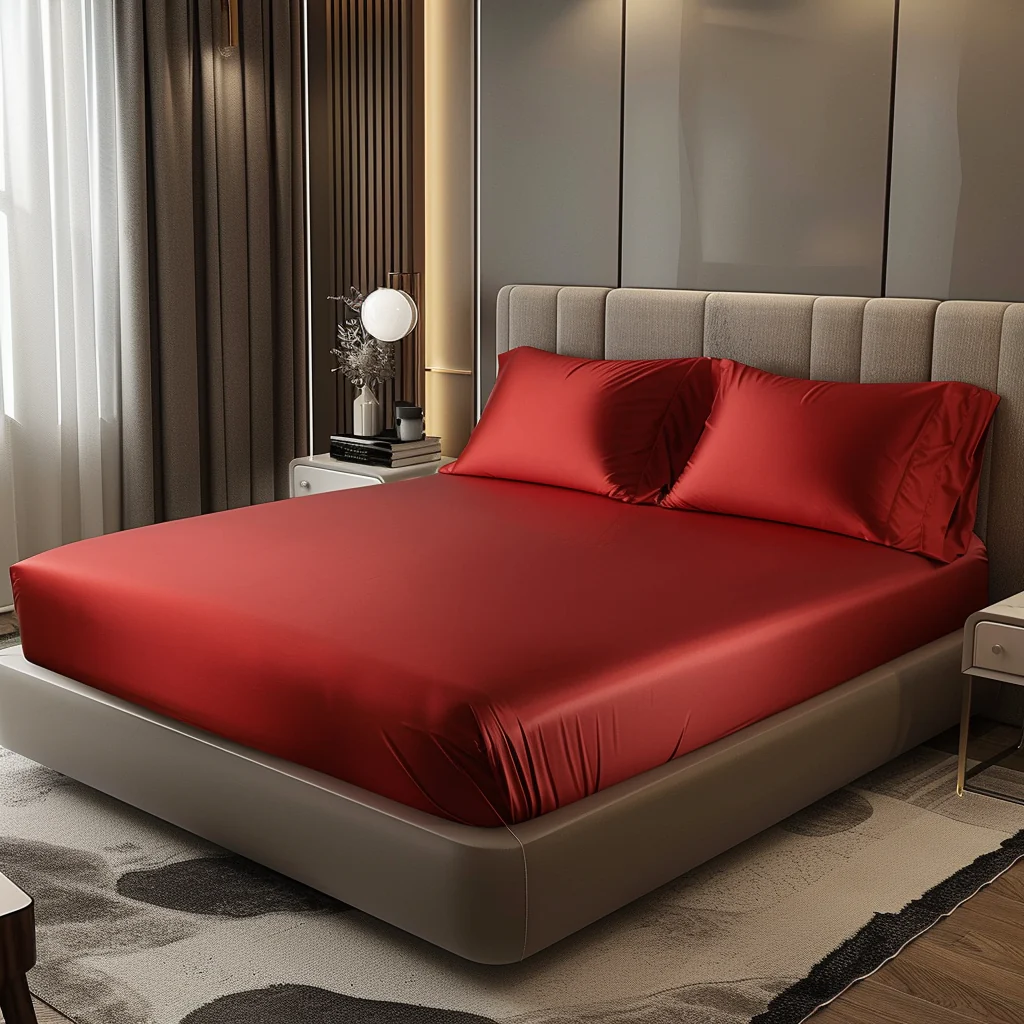 Silky Elastic Fitted Sheets with 2 Pillow Covers - Image 65