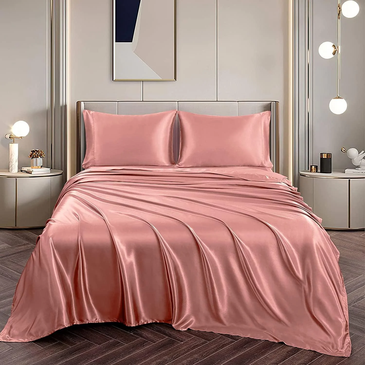Silky Elastic Fitted Sheets with 2 Pillow Covers - Image 11