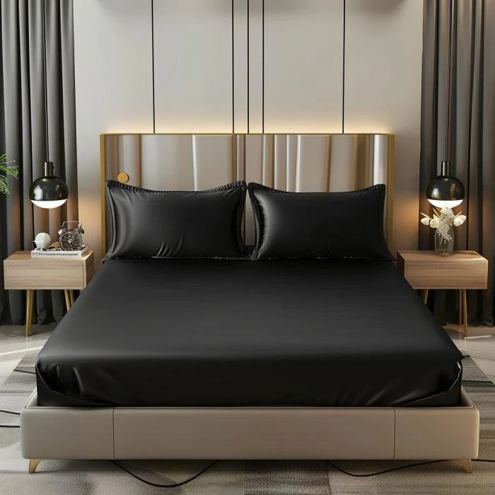 Silky Elastic Fitted Sheets with 2 Pillow Covers - Image 16