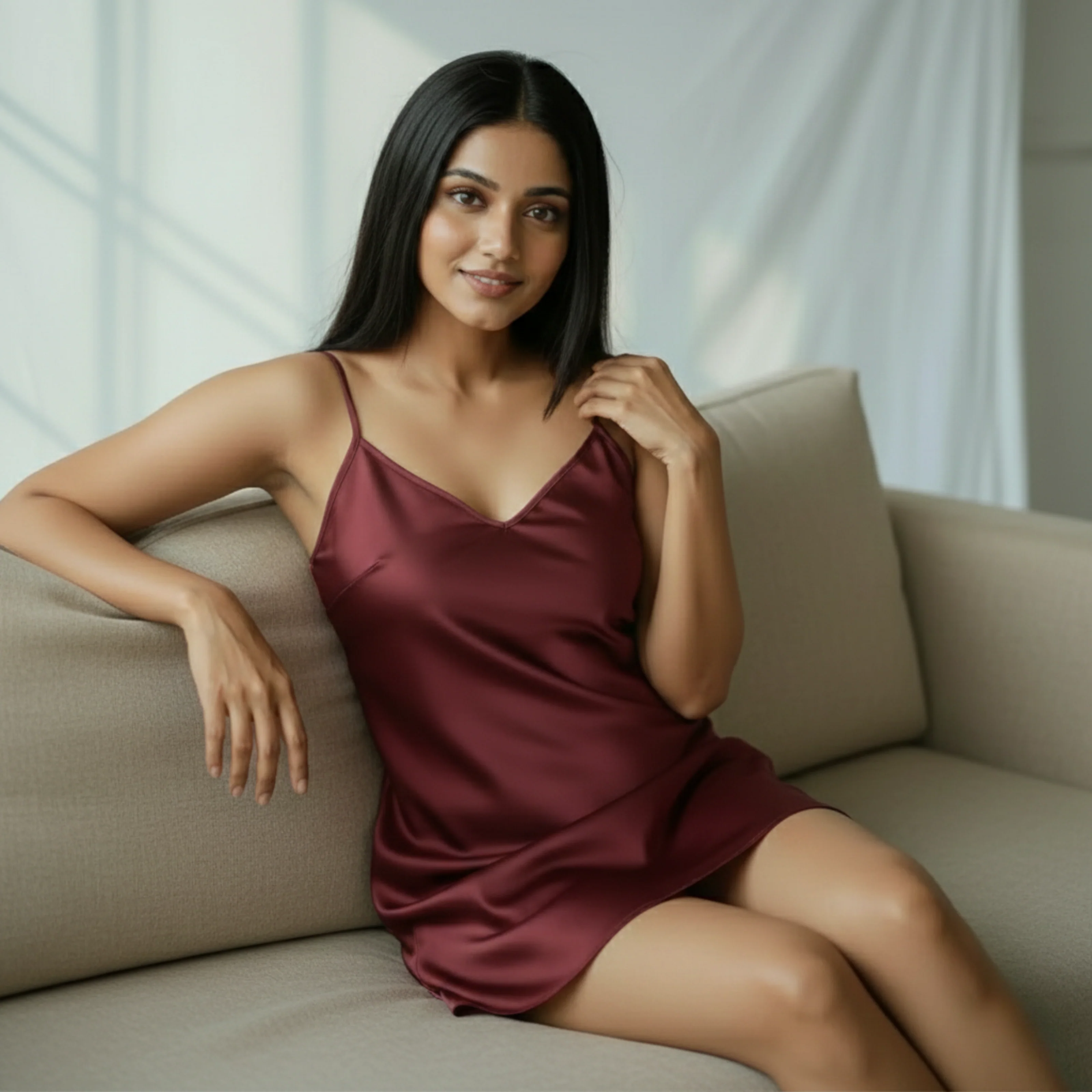 Silky Mini Slip Dress - Image 34