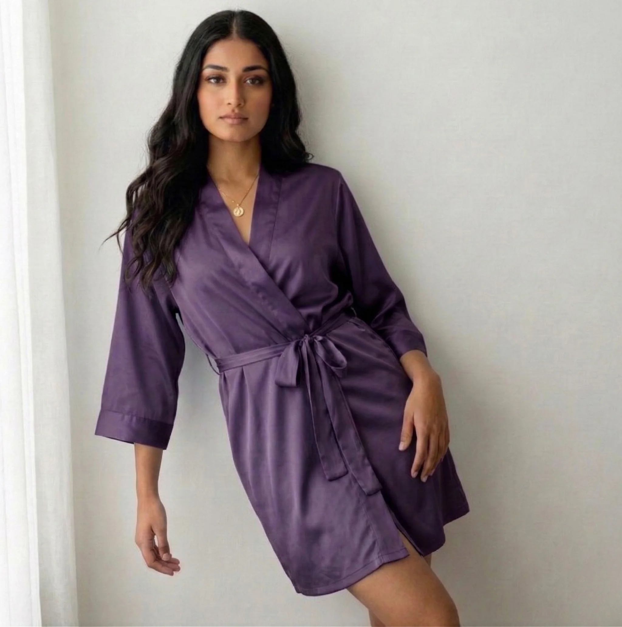 Silky Babydoll Belted Kimono Robe - Image 126