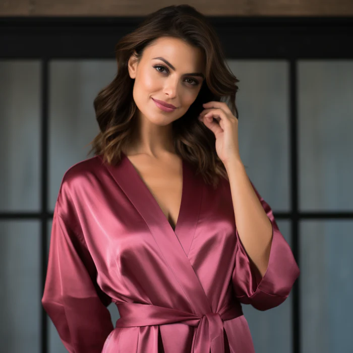 Silky Babydoll Belted Kimono Robe - Image 41
