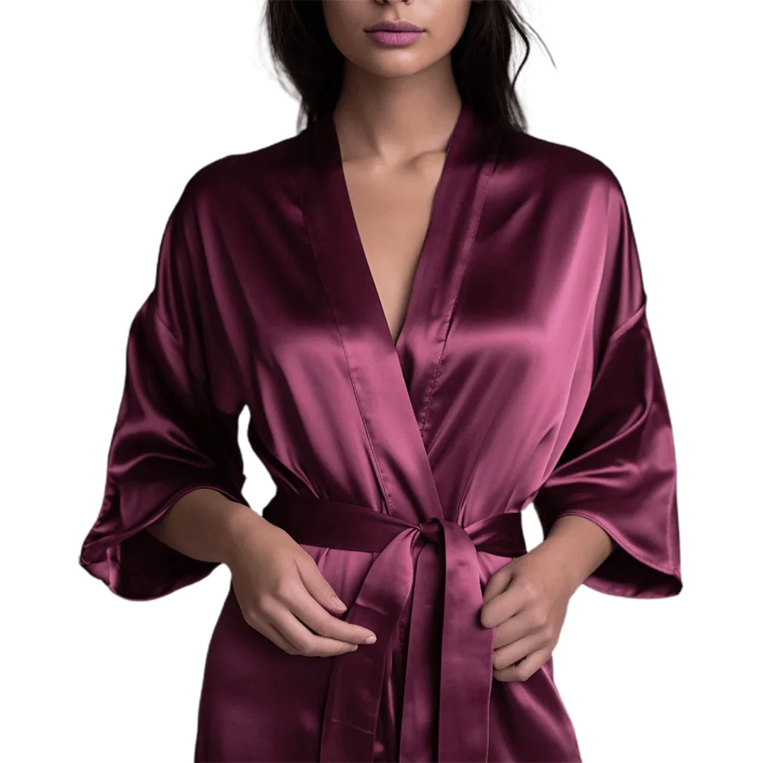 Silky Babydoll Belted Kimono Robe - Image 51